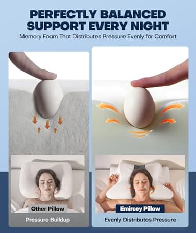 Sleep Doctor Approved Cervical Neck Pillow for Sleeping, Ergonomic Contour Side Sleeper Pillows for Adults, Cooling Orthopedic Pillow for Pain Relief Support, Memory Foam Pillows Back Stomach Sleepers - Image 6