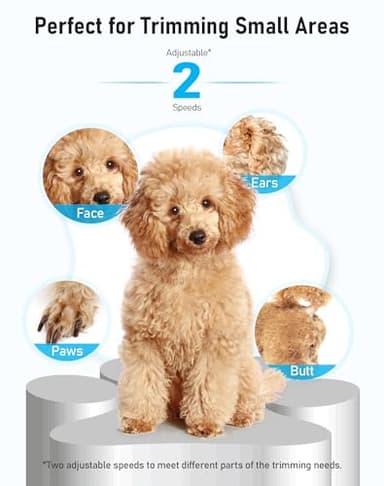 dodiff Dog Paw Trimmer with LED Light, Rechargeable Cordless Dog Clippers with Wider Blade for Grooming Pet's Paw Pad, Low Noise 2 Speed Electric Cat Hair Shaver for Small Areas - Image 6