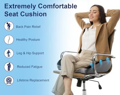 Premium Orthopedic Seat Cushion,X Large Breathable Office Chair Cushion - Enhanced Hip & Tailbone Support,Pressure Relief Sciatica & Leg Relief Let 8+ Hour Sitting Comfort, for Office/Game/Wheelchair - Image 2