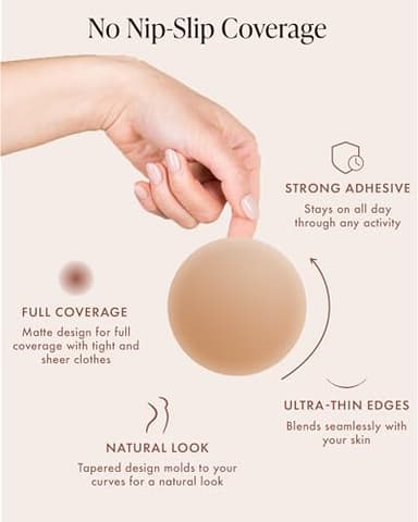 Bare Babe Reusable Silicone Nipple Covers - Waterproof, Nude, 4 Shades - Sticky Breast Stickers for Strapless Dress (Honey, Large) - Image 3