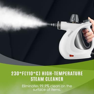 Pressurized Handheld Multi-Surface Natural Steam Cleaner with 12 pcs Accessories, Multi-Purpose Steamer for Home Use, Steamer for Cleaning Floor, Upholstery, Grout and Car (Grey) - Image 2