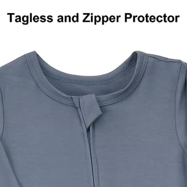 Aablexema Baby Footless Pajamas Zipper with Mitten, Rayon from Bamboo, Infant Long Sleeve Romper Pjs(Olive & Moonlight Blue,18-24m) - Image 6