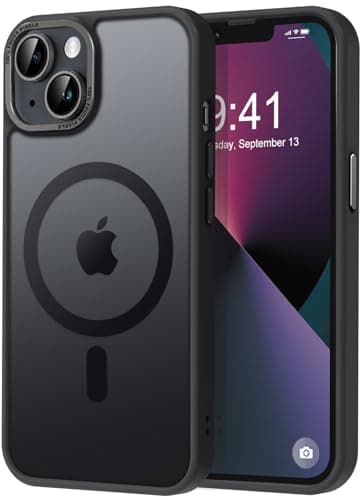 Thomo Strong Magnetic for iPhone 13 Case & iPhone 14 Case [Compatible with Magsafe] Translucent Matte Slim Shockproof Women Girl Anti-Fingerprint Protective Case for iPhone 14/13 6.1", Black - Image 1