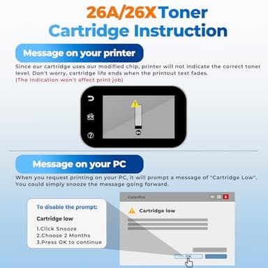 26A Black Toner Cartridge CF226A Compatible for HP 26A 26X Black Toner Cartridge Replacement HP26A Works with Laser Jet pro M402n M426fdw M402dn M402dw M402m Pro MFP M427dw M426dw M426fdn, 2 Pack - Image 8
