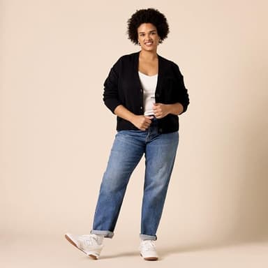 Amazon Essentials Women's Relaxed Fit V-Neck Cropped Cardigan, Black, X-Large - Image 7