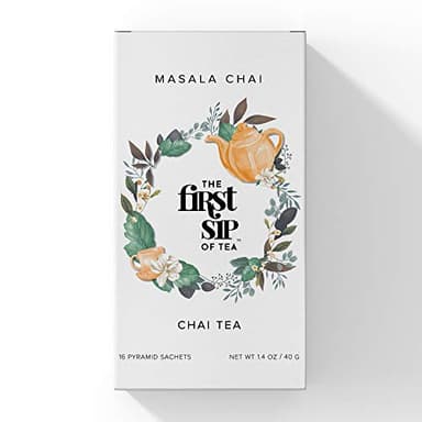 Masala Chai Tea Bags - Unsweetened Black Tea, High Caffeine, Traditional Indian Spiced Black Tea with Cardamom, Cinnamon, Fennel - 16 Cups | The Spice Hut, First Sip of Tea - Image 2