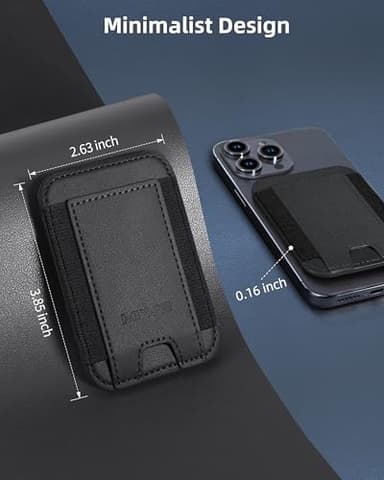 for MagSafe Wallet, Stronger Magnetic Wallet for iPhone 17/16/15/14/13/12 Series, 7 Cards Holder, Magnetic Phone Wallets, Vegan Leather Minimalist Slim RFID for iPhone Wallets, 1 Slot, Black & Black - Image 8
