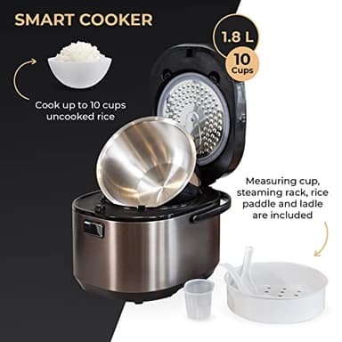 Buffalo Titanium Grey IH SMART COOKER, Rice Cooker and Warmer, 1.8L, 10 cups of rice, Non-Coating inner pot, Efficient, Multiple function, Induction Heating (10 cups) - Image 2