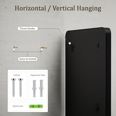 VooBang Bathroom Mirror 30x48 inch, Black Gorgeous Deep Frame Wall Mirror, Modern Round Corner Bathroom Vanity Mirror for Bedroom, Living Room, Hanging or Leaning Horizontal or Vertical, Black - Image 4