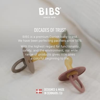 BIBS Pacifiers Colour Collection | Natural Rubber Baby Pacifier | Round Nipple | Set of 2 BPA-Free Soothers | Made in Denmark | 6+ Months (Pack of 2) | Sage/Ivory - Image 7