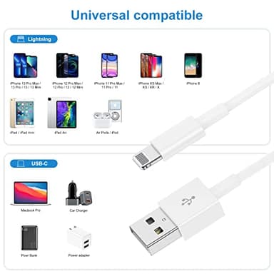 QZIIW iPhone Charger Cable 10 Ft,[Apple MFI Certified] 3Pack Extra Long USB to Lightning Cable 10 Feet,Apple Charging Power Cord 10 Foot for iPhone 14 13 12 11 Pro Max Mini XR X 9 8 7Plus 6s ipad - Image 7