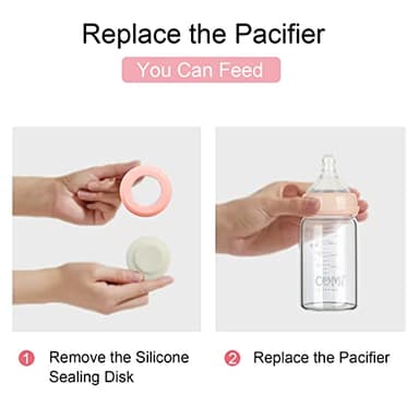 COMI Wide Neck Glass Breastmilk Collection n Storage Bottle, 4 Packs, 6oz with Screw Ring Sealing Disk; Re-markable Sealing Disc. BPA Free, Fits Breast Pumps & Nipples (4 Pink Lids) - Image 4