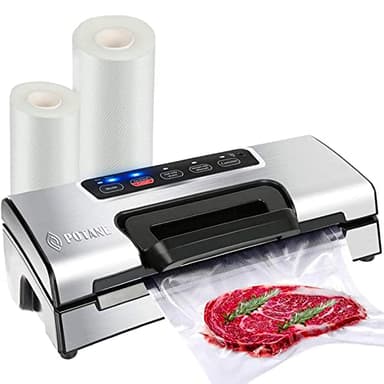 Potane Precision Vacuum Machine,Pro Food Sealer with Built-in Cutter and Bag Storage(Up to 20 Feet Length), Both Auto&Manual Options,2 Modes,Includes 2 Bag Rolls 11”x16’ and 8”x16’,Compact Design - Image 1