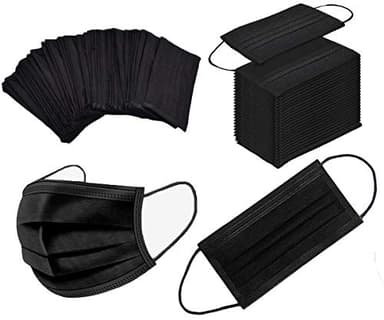 NNPCBT 100PCS 3 Ply Black Disposable Face Mask Filter Protection Face Masks - Image 5