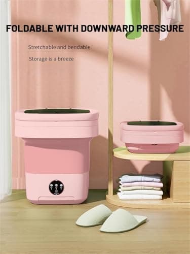 Portable Washing Machine, Mini Washer,15L Upgraded Large Capacity Foldable Washer.Deep Cleaning of Underwear, Baby Clothes and Other Small Clothes.Suitable for Apartments, Dormitories, Hotels.(Pink) - Image 5