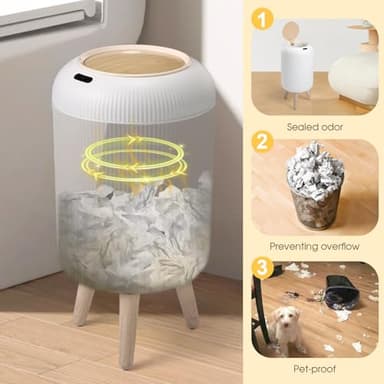onlcuk Automatic Motion Sensor Bathroom Trash Can with Lid, 3 Gallon / 11L Touchless Trash Garbage Bin with Removable Legs for Kitchen, Bedroom, Office, Small Trash Cans Trashcan Wastebasket-White - Image 4