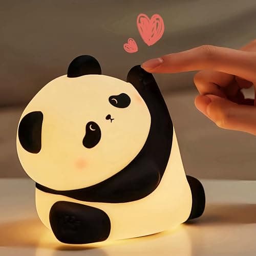 YR YRHH-PET Kungfu Pose Panda Night Light, LED Squishy Novelty Animal Cute Lamp, Food Grade Silicone Nightlight, 3 Level Dimmable, Light Up Panda Decor for Room College Dorm, Funny Gifts - Image 1