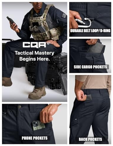 CQR Men's Flex Ripstop Tactical Pants, Water Resistant Stretch Cargo Pants, Lightweight EDC Hiking Work Pants, Dura Flex Operator Navy, 28W x 30L - Image 8