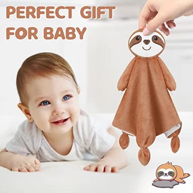 Pro Goleem Sloth Security Blanket Soft Loveys for Babies for Boys and Girls Newborn Lovie Infant Blankie Sloth Baby Stuff Baby Snuggle Toy Stuffed Animal Baby Gifts 14 Inch - Image 3