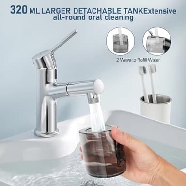 Water Dental flosser for Teeth Cleaning - Rechargeable Cordless Oral Irrigator 4 Modes 6 Tips IPX 7 Waterproof Portable Teeth Cleaner Pick for Home Trave - Image 6