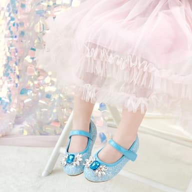 Otter MOMO Toddler Little Girls Princess Shoes Mary Jane Ballerina Flats Flower Girl Dress Blue Shoes Size 5 - Image 2