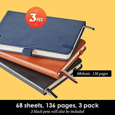 NIRMIRO 3 Pack Pocket Notebook Journals, Small Notepad Notebooks for Note Taking, A6 Mini Note pads with Pen Holder, 408 Lined Pages, 3.7" x 5.7", Black, Brown, Blue - Image 4