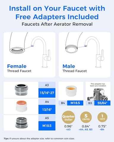 Waterdrop Water Filter for Sink Faucet, 4000 Gallons Countertop Water Filter System and Filter Life Reminder, Reduces Heavy Metals, Bad Odor, and 99% Chlorine, WD-CTF-05 (1 Filter) - Image 8