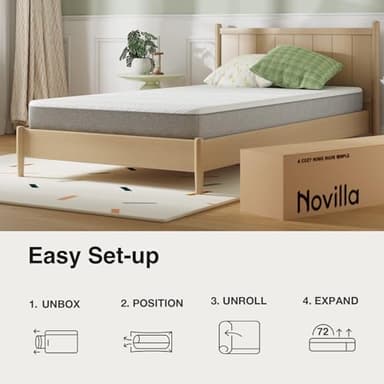 Novilla Full Mattress, 8 Inch Full Size Mattress, Gel Memory Foam Mattresses for Pressure Relief & Reliable Support & Cooling Night Sleep, CertiPUR-US Certified in a Box, White & Grey - Image 7
