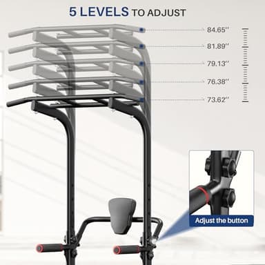 BangTong&Li Power Tower, Pull Up Bar Dip Station/Stand for Home Gym Strength Training Workout Equipment (Black-02) - Image 6