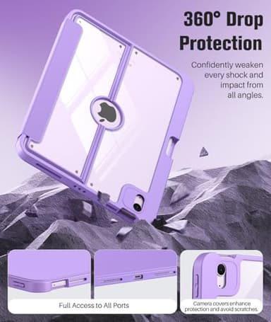 MoKo for iPad Air 11 Inch Case 7th/6th Generation M3/M2 2025/2024, iPad Air 5th/4th Gen Case 10.9 Inch 2022/2020 with Pencil Holder, Screen Protector, Lens Protector, Magnetic Multi Angle, Purple - Image 6