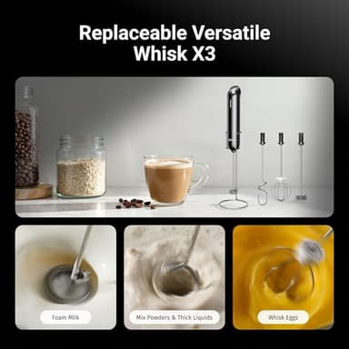 InstaWhisk Milk Frother with Variable Speed, Rechargeable Coffee Frother Wand with Detachable Double Whisk, Drink Mixer Handheld Electric Stirrer for Latte, Cappuccino, Matcha, Almond Milk, Protein - Image 6