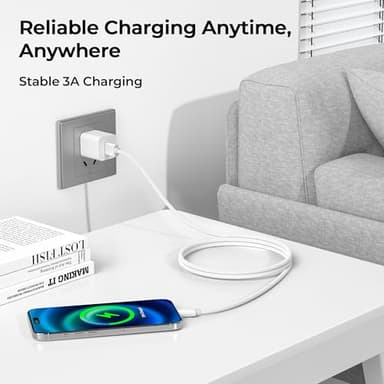 Basesailor Car Carplay Cable for iPhone 17 16 Pro Max,USB A to USB C Car Charger Cord 3.3FT 2Pack for iPad Pro 10th Mini 7th 6th Air 5th 4th Generation,Samsung S24 S23 S22 S21 FE Plus Ultra,A52 A53 - Image 6