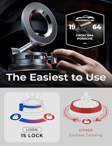 LISEN Vacuum Magnetic Car Phone Holder, SuctionPro Magsafe Car Mount 360 Adjustable Phone Mount for Car Accessories/Truck/Jeep/Windshield/Mirror/Kitchen/Gym, Gifts for iPhone 17 Pro Max 16 15 14 13 - Image 7
