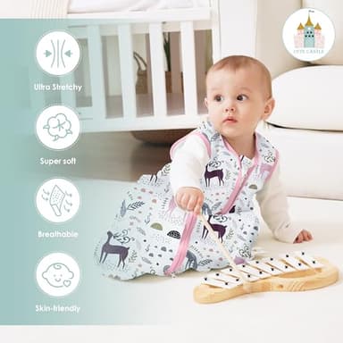 Cute Castle Baby Sleep Sack 18-24 Months - Lightweight 100% Cotton 2-Way Zipper TOG 0.5 Infant Wearable Blanket, Newborn Essentials Toddler Sleep Clothes (3 Pack Pink) - Image 2