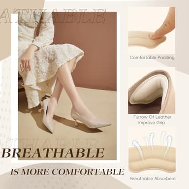 8 Pairs Heel Pads for Shoes Heel Grips Liner, Soft Heel Cushion Pads Heel Inserts for Shoes Too Big Women Men, Anti-Slip Fillers Heel Protectors for Blisters, Friction & Heel Pain, Beige and Black - Image 4