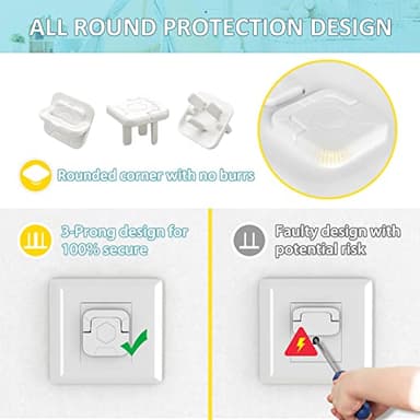 4our Kiddies Baby-Proof Outlet Covers (60 Pack) - Child Safety Electric Plug Protectors to Prevent Power Shock - Image 6