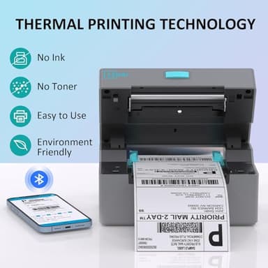 LIIUU Thermal Shipping Label Printer Bluetooth, 4x6 Label Printer for Shipping Packages, Support iOS, iPhone, iPad, Android, Mac, Windows, Widely Used for Amazon, UPS, USPS, Ebay, Etsy - Image 2