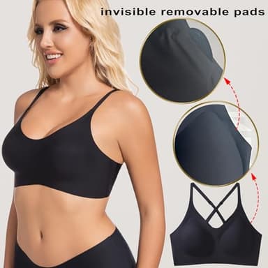 PRETTYWELL Bralettes Seamless Comfort Bras for Women no Underwire Wireless Lightly Padded Everyday T Shirt Bra Sleep Bra - Image 3