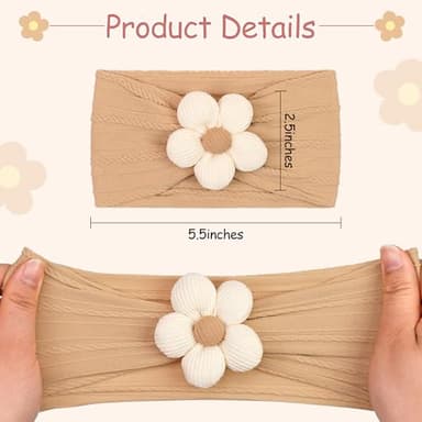 CÉLLOT 5 Pcs Baby Flower Headbands Baby Girls Nylon Headbands Soft Hairbands Hair Accessories for Newborn Infant Toddler Kids - Image 2