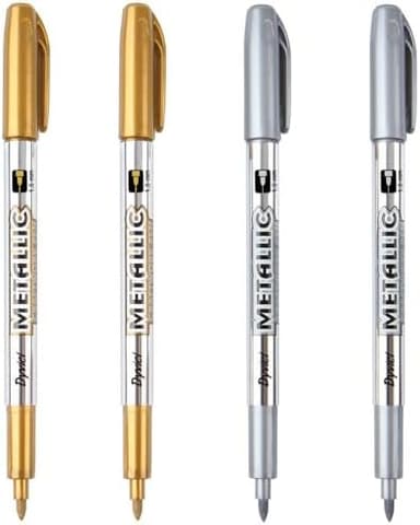 Dyvicl Metallic Markers Pens - Silver and Gold Paint Pens for Black Paper, Glass, Rock Painting, Halloween Pumpkin, Card Making, Scrapbook Album, Christmas DIY Art Craft Kids, Set of 4 - Image 3