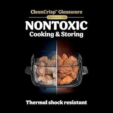 Ninja Crispi 5-in-1 Portable Glass Air Fryer, 4-QT, 2.5-QT & 6-Cup Glass Containers with Crisper Plates & Storage Lids, Microwave, Freezer & Dishwasher Safe, British Racing Green, FN103BF - Image 5