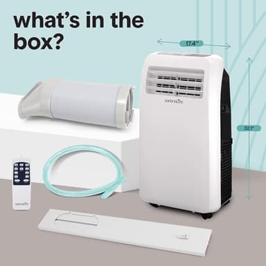 SereneLife Small Air Conditioner Portable 12,000 BTU with Built-in Dehumidifier + Heat - Portable AC unit for rooms up to 550 sq ft - Remote Control, Window Mount Exhaust Kit - Image 2