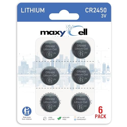 MaxyCell 2450 CR2450 Lithium Coin Cell Battery 3V High-Capacity Long-Lasting Reliable Power for Watches, Key Fobs, Fitness Trackers, Medical Devices, Thermometers, Leak-Proof Design DL2450 (6 Pack) - Image 1