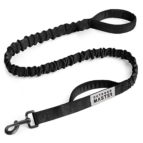 OutdoorMaster Bungee Dog Leash, Heavy Duty Dog Leash with Shock Absorption, 2 Padded Handles Training Leash, Improved Dog Safety and Comfort (Black, 4 FT) - Image 1