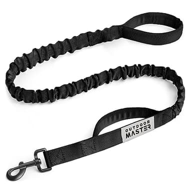 OutdoorMaster Bungee Dog Leash, Heavy Duty Dog Leash with Shock Absorption, 2 Padded Handles Training Leash, Improved Dog Safety and Comfort (Black, 4 FT) - Image 1