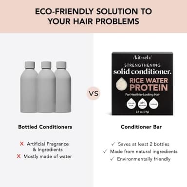 Kitsch Rice Water Shampoo & Conditioner Set – Solid Shampoo & Conditioner Bar with Protein for Hair Growth, Strengthening Hair & Damage Repair – Paraben, Sulfate & Silicone Free – 2 Pack - Image 7