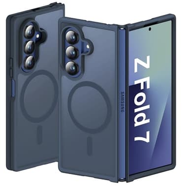 ORETECH Magnetic for Samsung Galaxy Z Fold 7 Case, Translucent Back Non-Slip Hard PC Shockproof Bumper Protective Phone Case Cover for Samsung Z Fold 7 - Navy Blue - Image 1