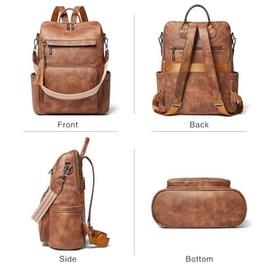 Shrrie Vegan Leather Laptop Backpack for Women 15.6 inch Work Backpack Fashion Travel Backpack Purse for Travel College Work - Image 5