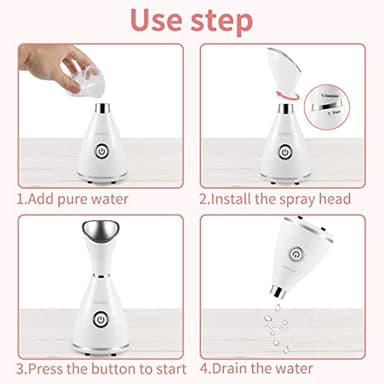 GETANYE Nano Ionic Face Steamer - 10X Penetration for Facial, Unclogs Pores, Moisturizing Spa Humidifier with Free Blackhead Remover Kit, Hair Band, Face Brush - Image 5
