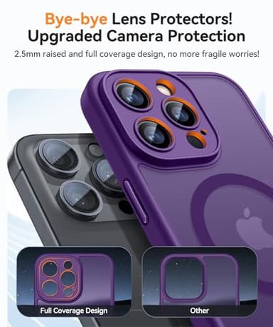 CANSHN Magnetic Compatible with iPhone 15 Pro Max Case, Upgraded [Full Camera Protection] [Compatible with Magsafe] [Translucent Matte] Shockproof Protective Phone Case Cover 6.7 Inch - Deep Purple - Image 3